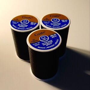 New lot of 3 Coats & Clark all purpose thread black 400 yd